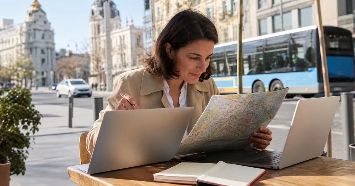 Candidata planificando por zonas su búsqueda de empleo en Madrid
