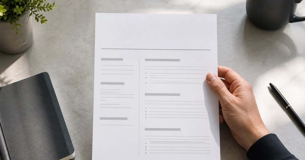 Currículum sin fotografía revisado sobre una mesa de trabajo