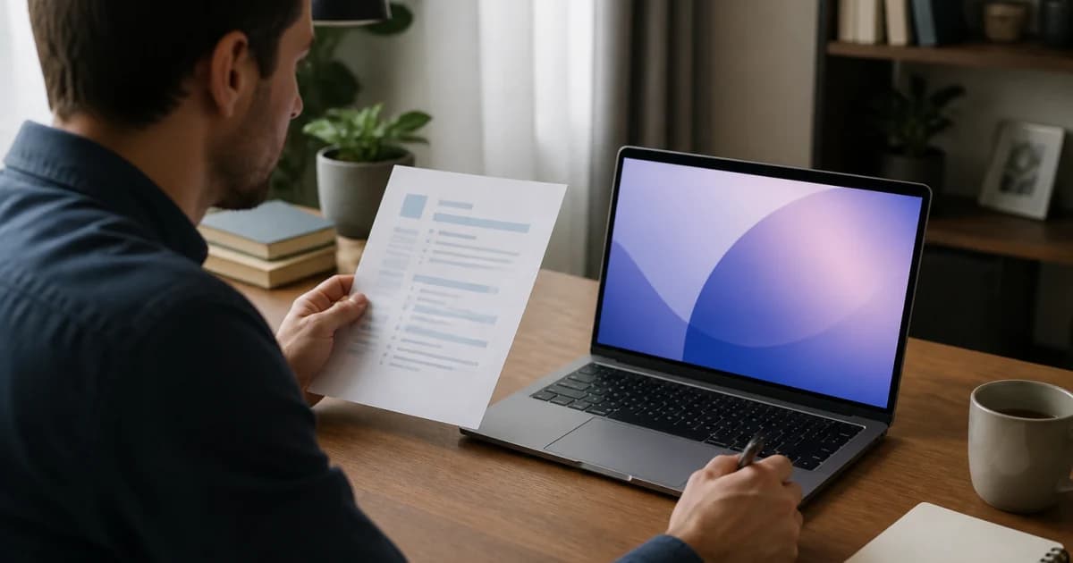 Candidato comparando su currículum con una herramienta digital de apoyo